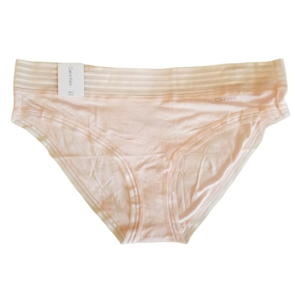 Calvin Klein Panty Size XL Bikini Pink Lightweight Soft X-Large Lace Trim No Tag